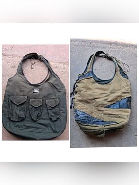 Womens KMRII Reversible Boho Style Bag With Leather Detailing